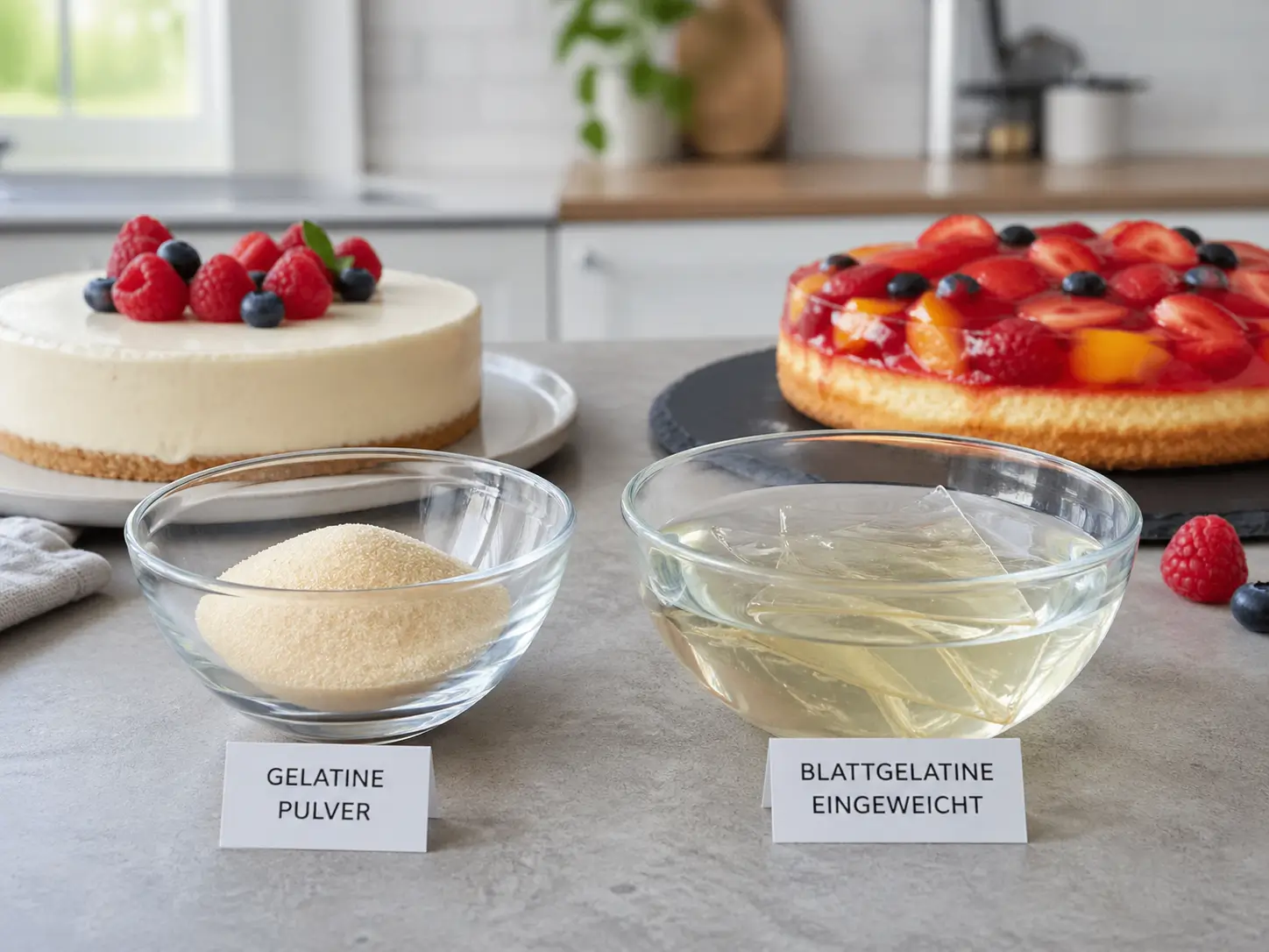 Gelatine Pulver und Blattgelatine im Vergleich in der Küche