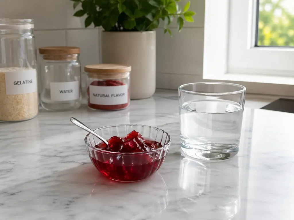 Zuckerfreie Gelatine in kleinen Portionen für bariatrische Verträglichkeit