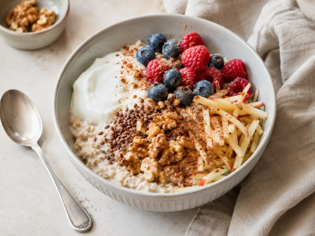 Antientzündliche Frühstück Rezepte mit Haferflocken, Beeren, Walnüssen und Zimt