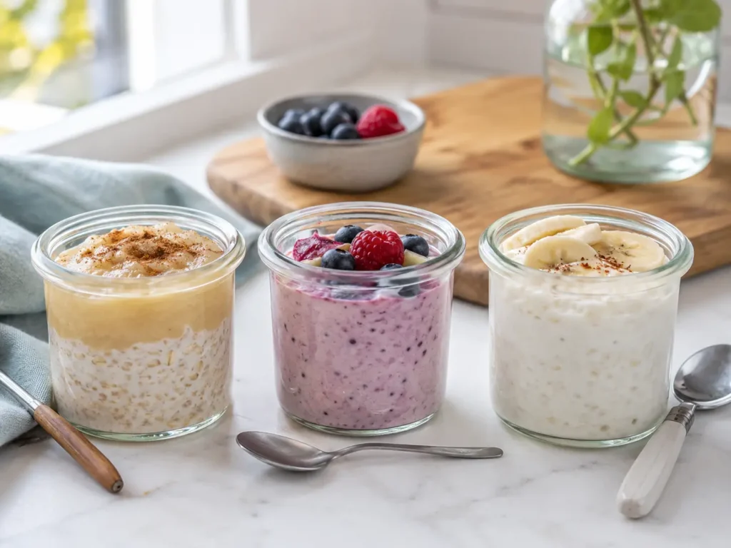 Bariatrische Frühstücksideen zum Vorbereiten in kleinen Gläsern mit Skyr Quark und Hüttenkäse
