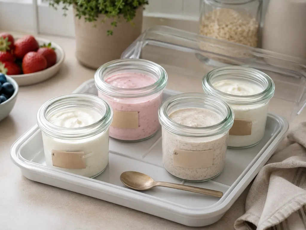 Bariatrische Gelatine Meal Prep mit kleinen weichen Portionen im Glas