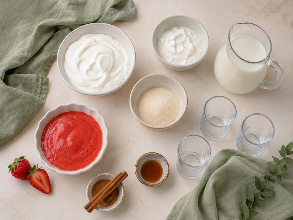 Zutaten für bariatrische Gelatine Rezepte mit Joghurt, Skyr und Gelatine