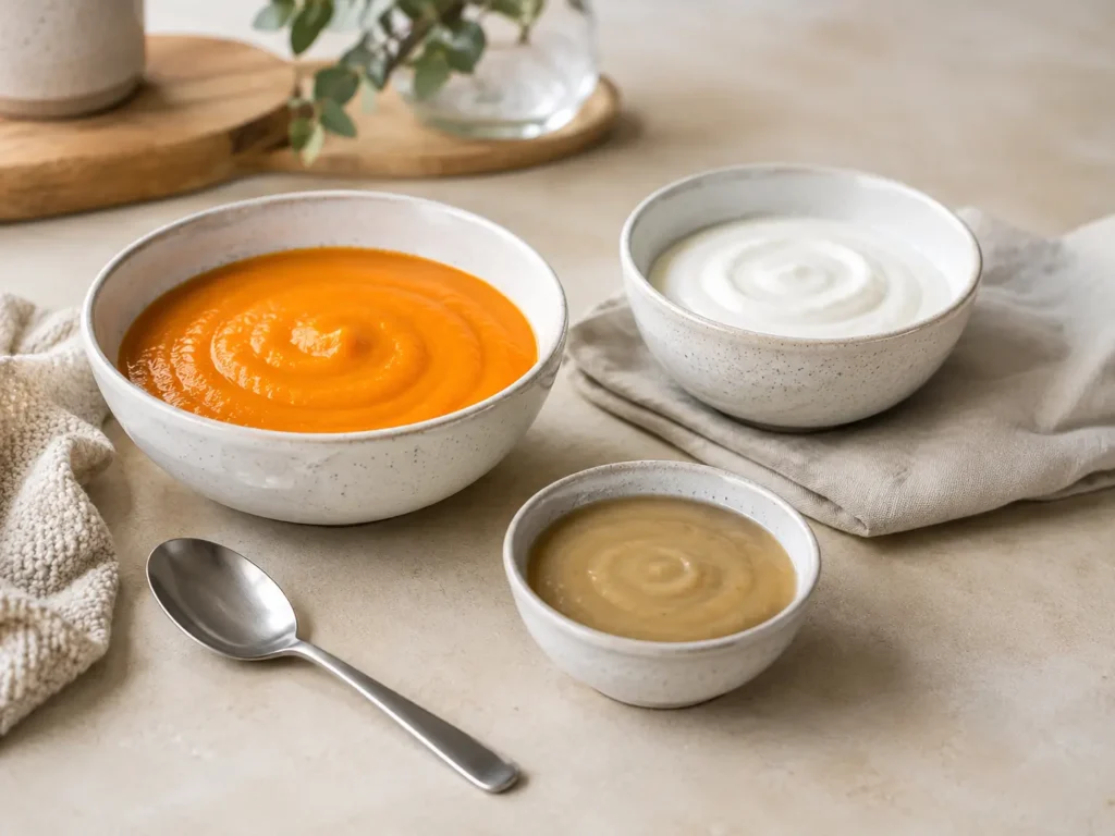 Pürierte Kost nach bariatrischer OP mit glatter Suppe und Joghurt