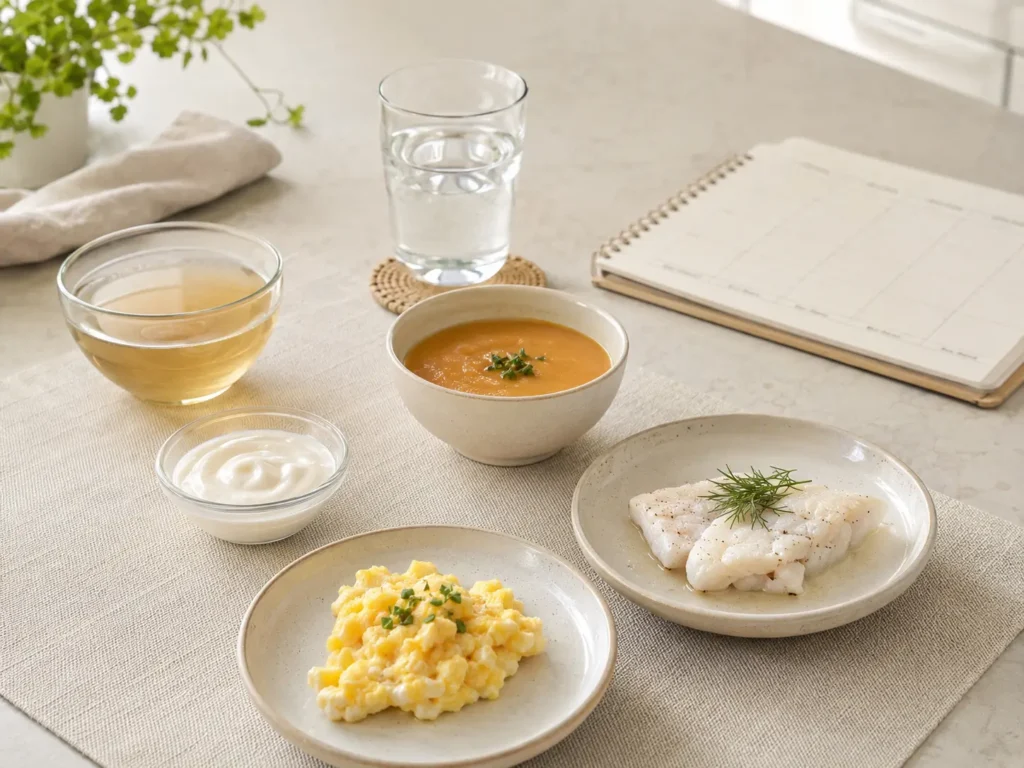 Bariatrische Operation Ernährung mit kleinen Portionen für flüssige, pürierte und weiche Kost nach der OP