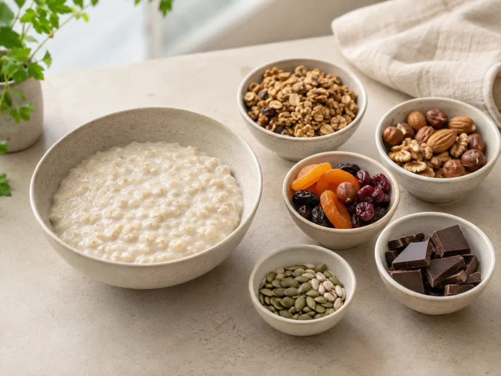 Bariatrischer Hafer ohne harte Toppings wie Nüsse Granola und Trockenfrüchte