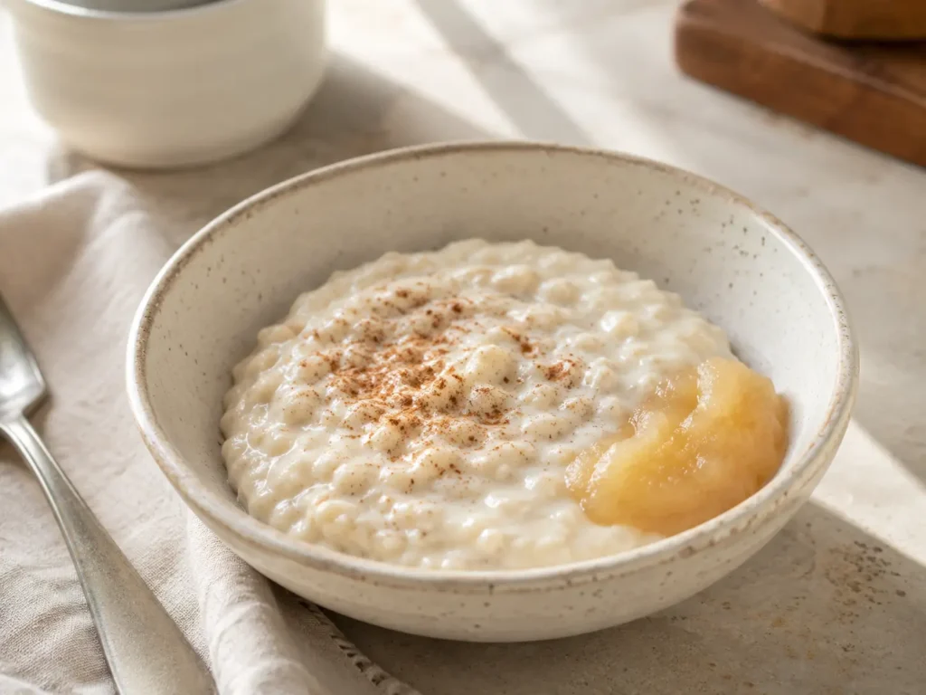 Bariatrisches Protein Porridge mit weichen Haferflocken und Skyr