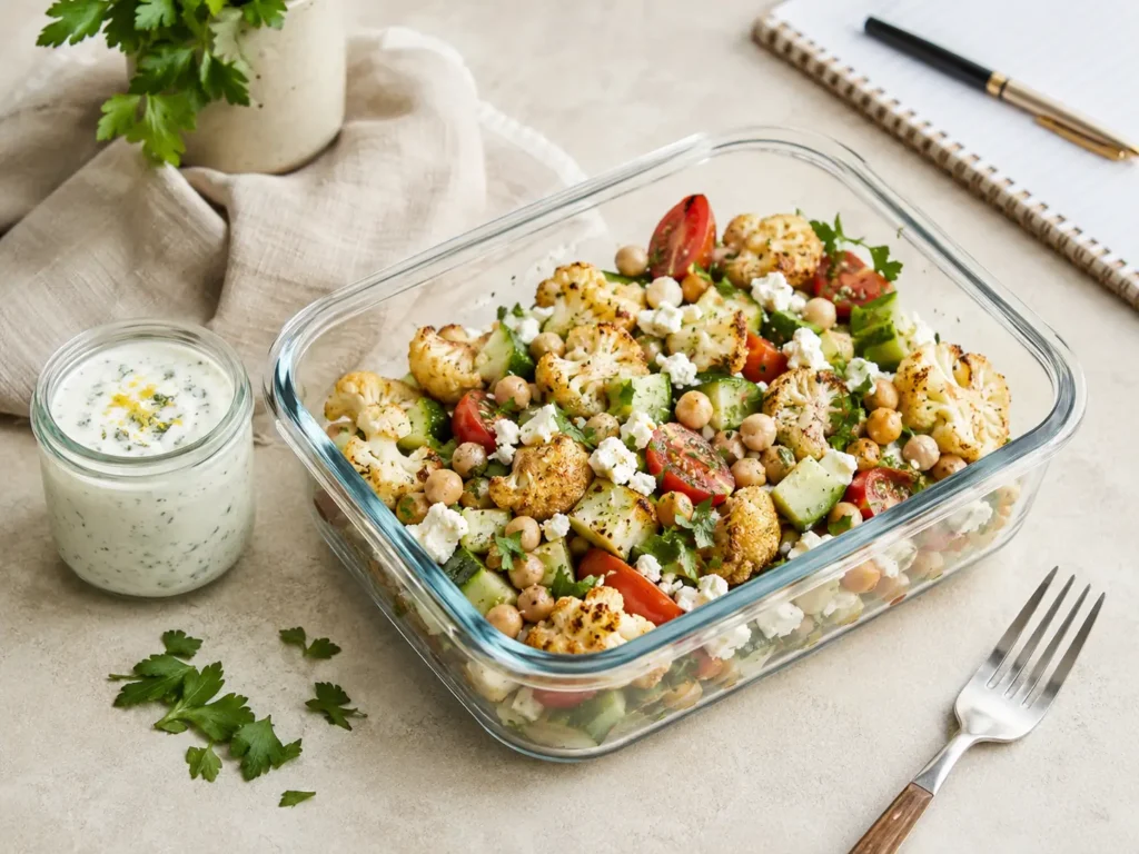Blumenkohl Salat als Meal Prep für ein leichtes Mittagessen