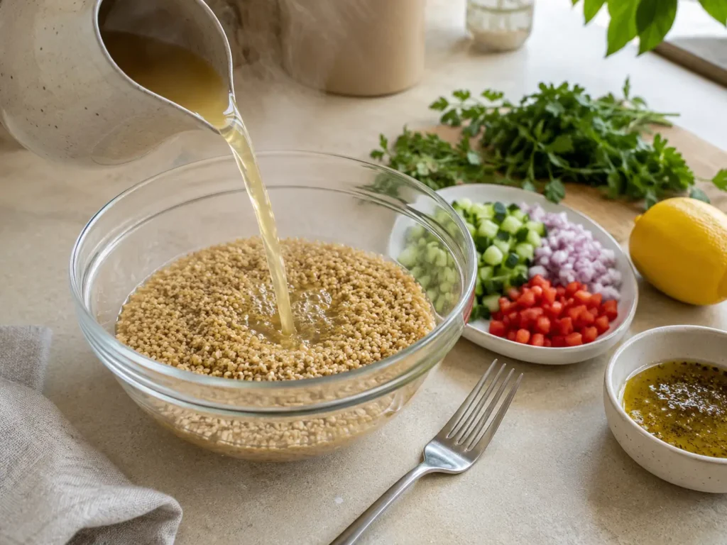 Bulgur quellen lassen für einen lockeren Bulgur Salat