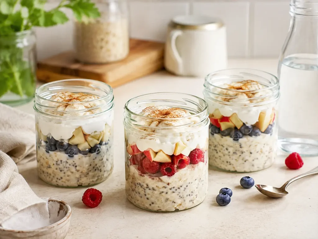 Frühstück zum Abnehmen Meal Prep mit Overnight Oats im Glas