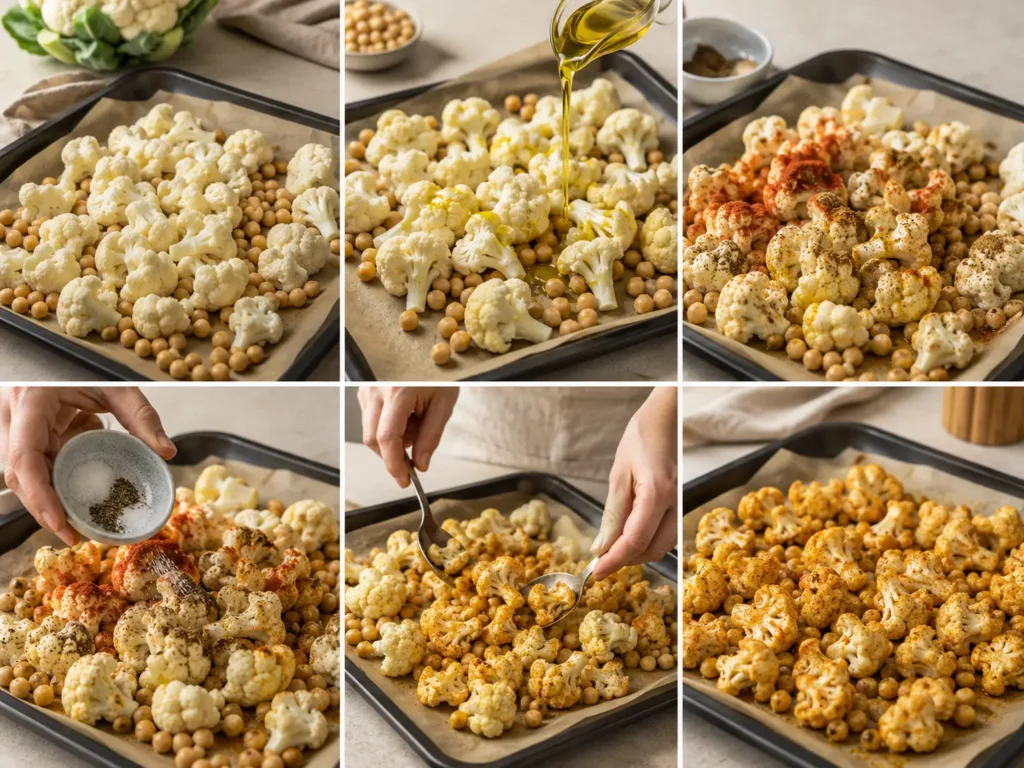 Gerösteter Blumenkohl für Blumenkohl Salat mit goldbraunen Rändern