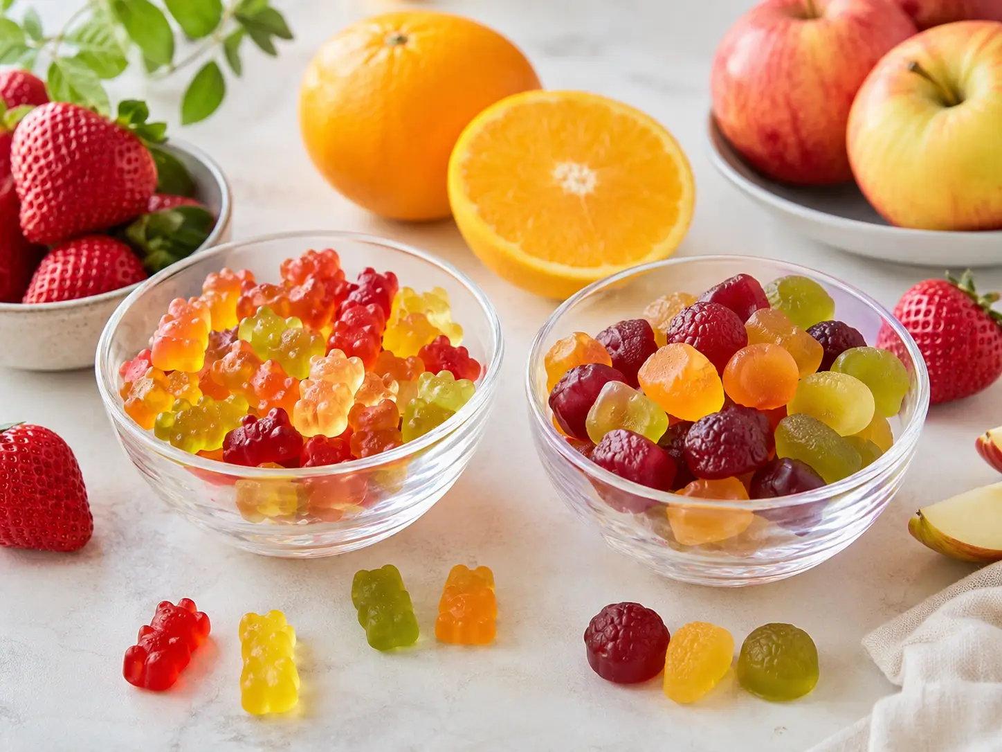 Gummibärchen Gelatine Vergleich mit klassischen und vegetarischen Fruchtgummis