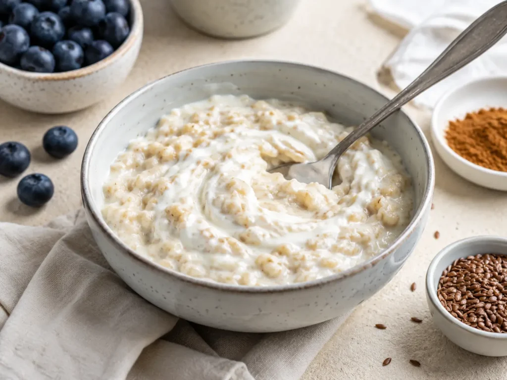 Haferflocken mit Skyr als eiweißreiches Frühstück zum Abnehmen