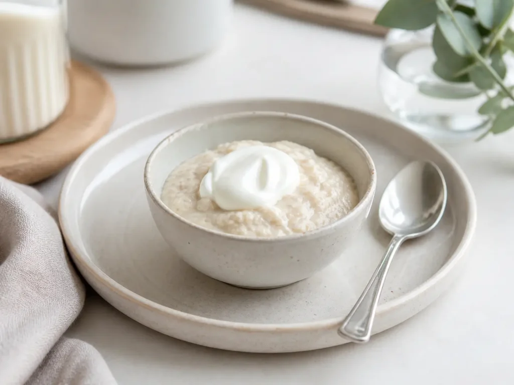 Cremige Haferflocken nach Magenverkleinerung als kleine weiche Portion mit Skyr