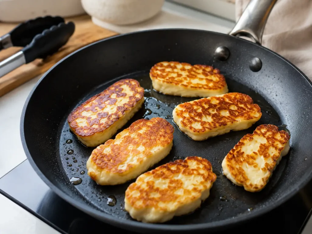 Halloumi goldbraun braten für Halloumi Salat