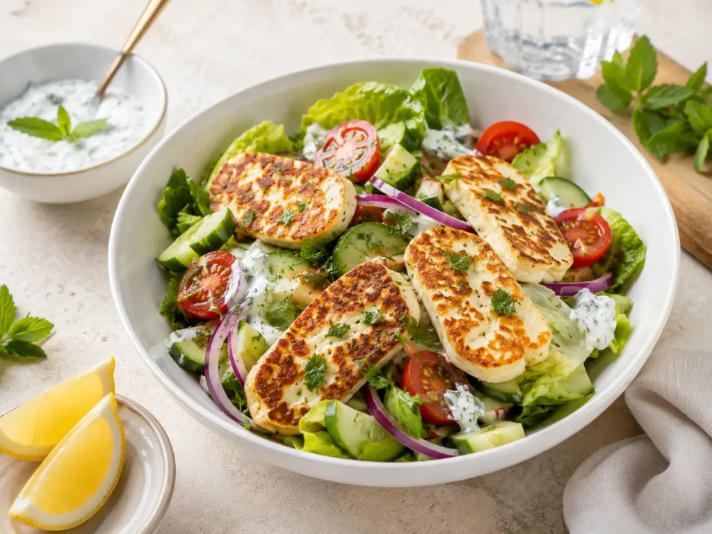 halloumi salat schnell und einfach als Sommerrezept