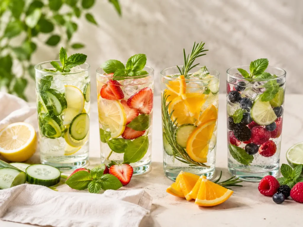 Infused Water Ideen ohne Zucker mit Früchten und Kräutern