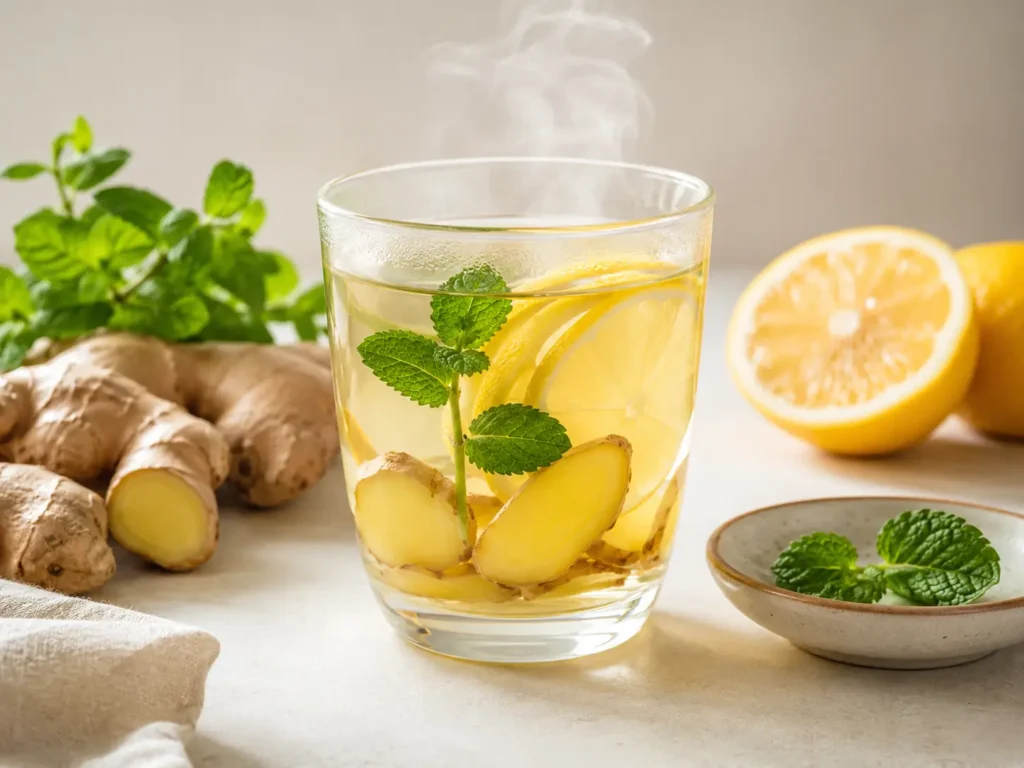 Ingwer Zitronenwasser zum Abnehmen mit frischem Ingwer und Zitrone