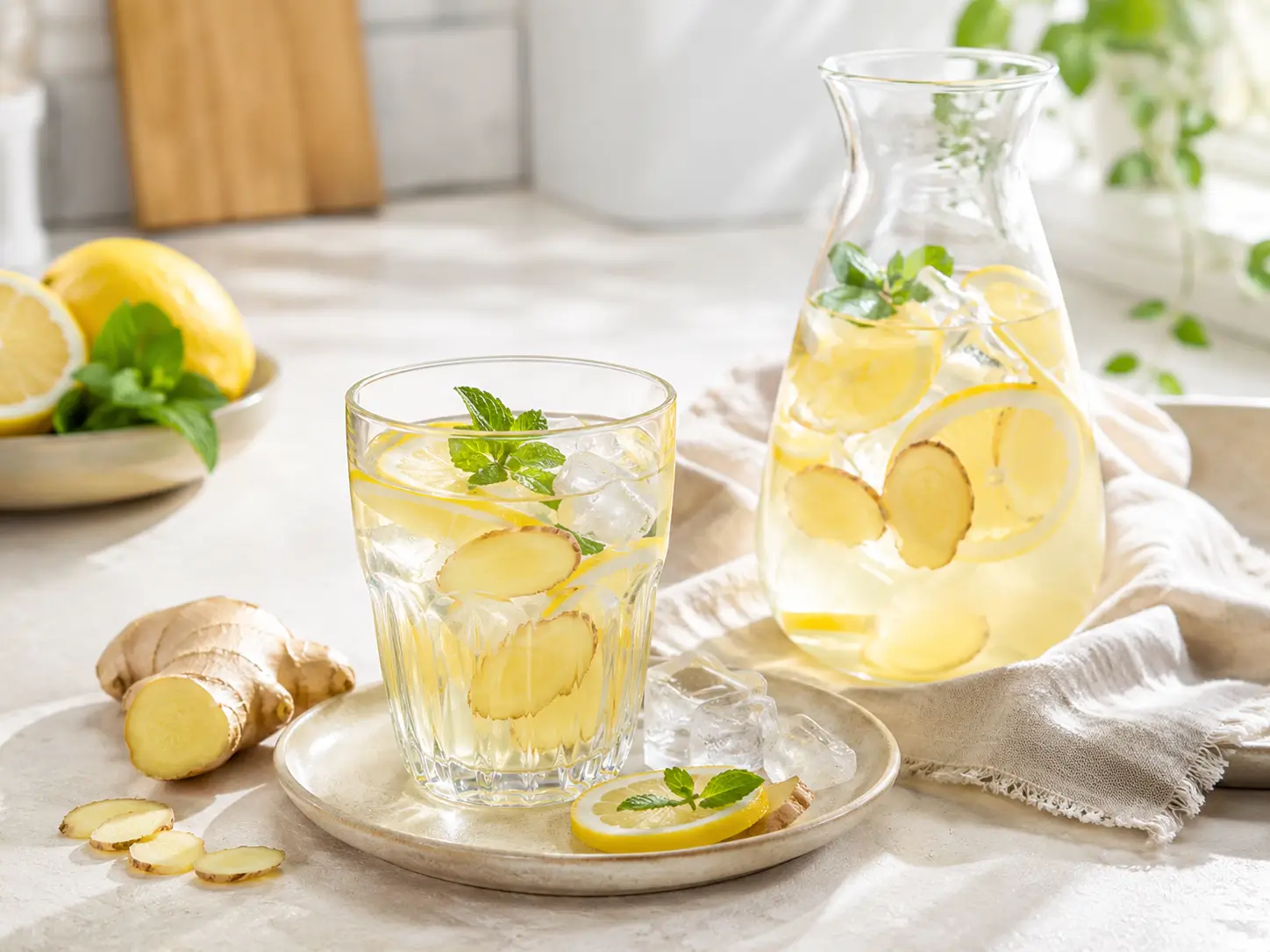 ingwerwasser rezept mit zitrone und frischem ingwer im glas