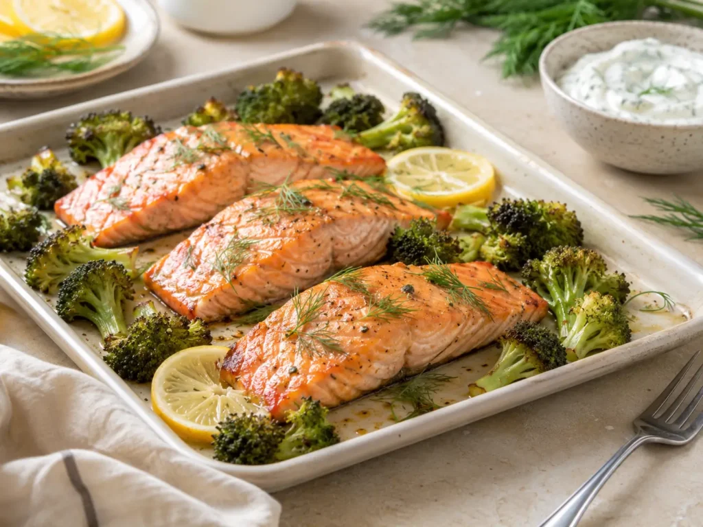 Lachs mit Brokkoli aus dem Ofen als Low Carb Abendessen