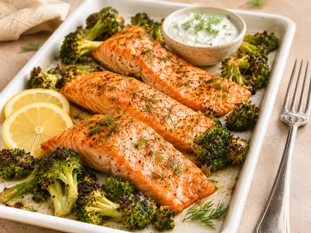 Lachs mit Brokkoli als leichtes Low Carb Abendessen ohne Reis