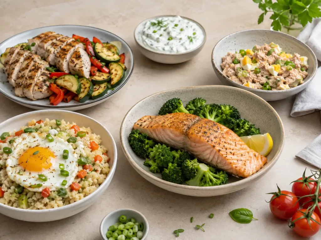 Low Carb Abendessen Rezepte mit Gemüse, Lachs, Hähnchen und Salat