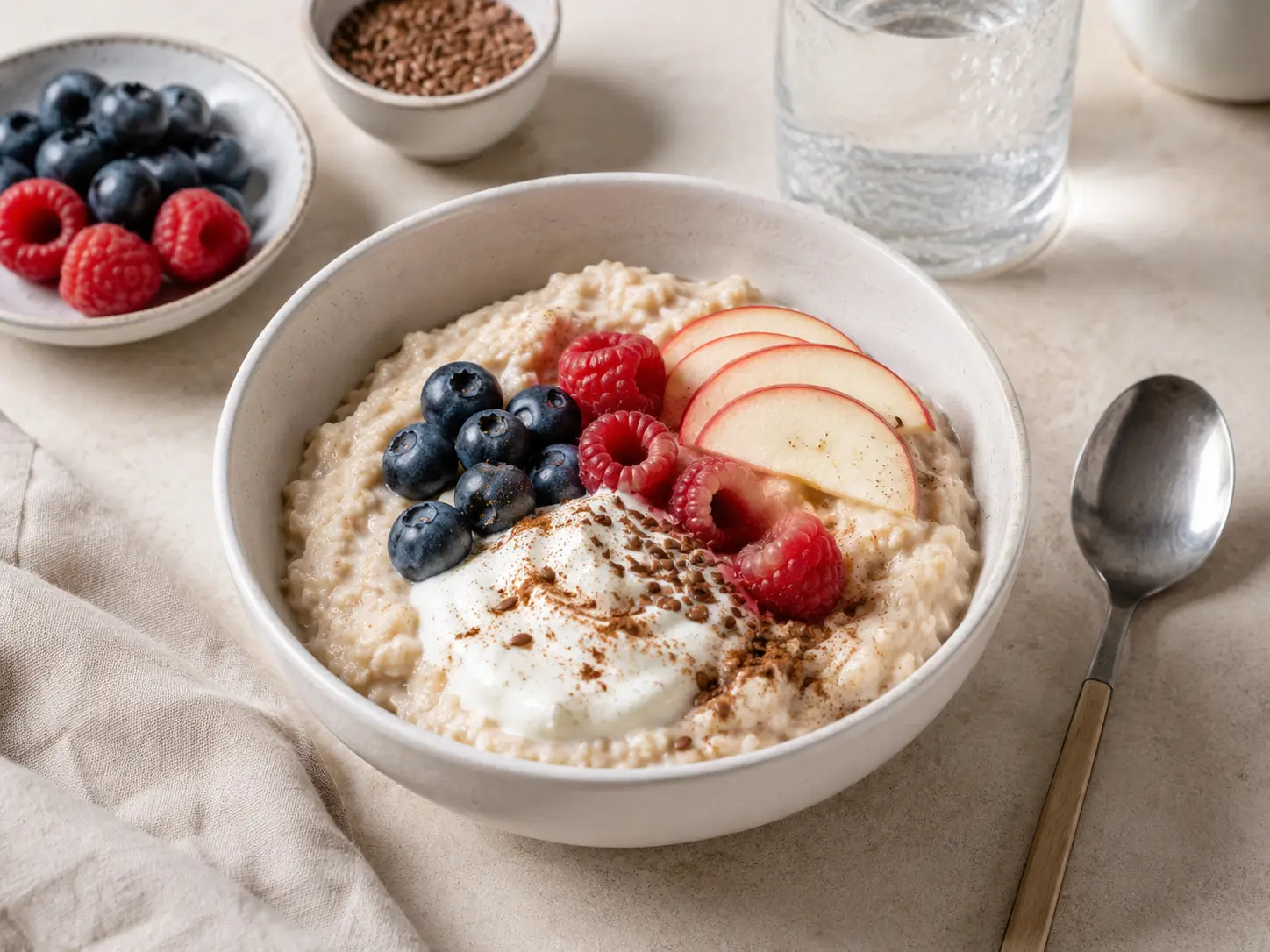 Mit Haferflocken abnehmen Frühstück mit Skyr und Beeren