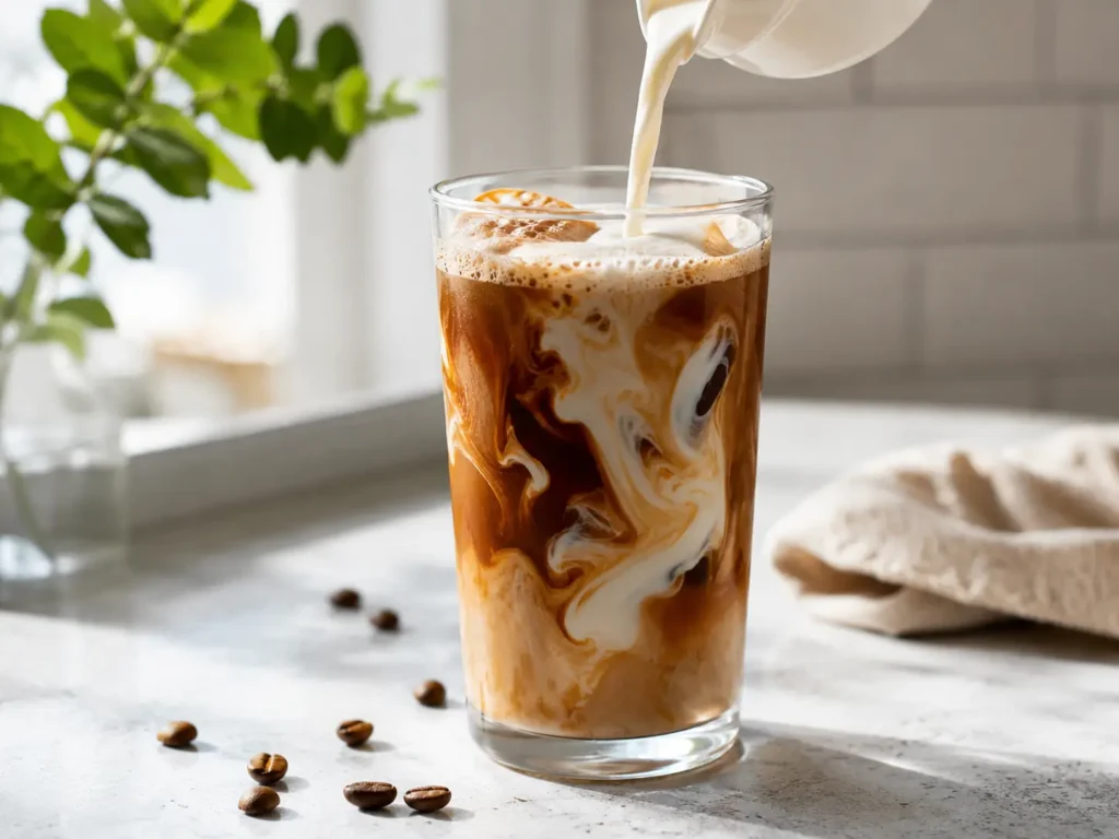 Protein Iced Coffee mit Eiswürfeln als More Nutrition Rezeptidee
