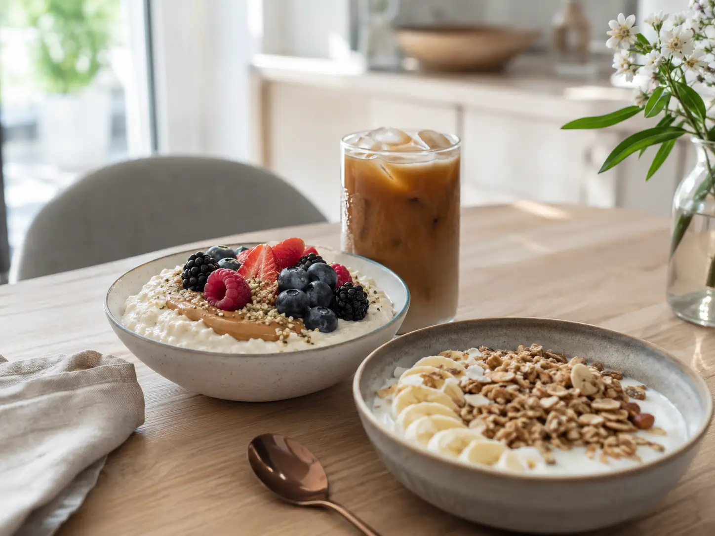 More Nutrition Rezeptideen mit Protein Porridge, Skyr Bowl und Iced Coffee