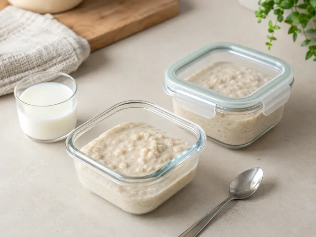 Protein Porridge bariatrisch als kleine Meal-Prep-Portionen in Glasbehältern