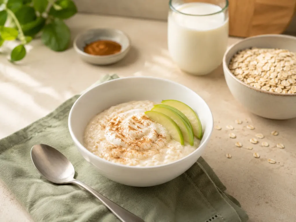 Protein Porridge bariatrisch mit Skyr und weichen Haferflocken in kleiner Portion