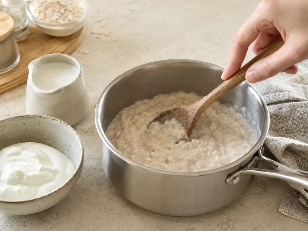 Protein Porridge bariatrisch cremig kochen und sanft umrühren