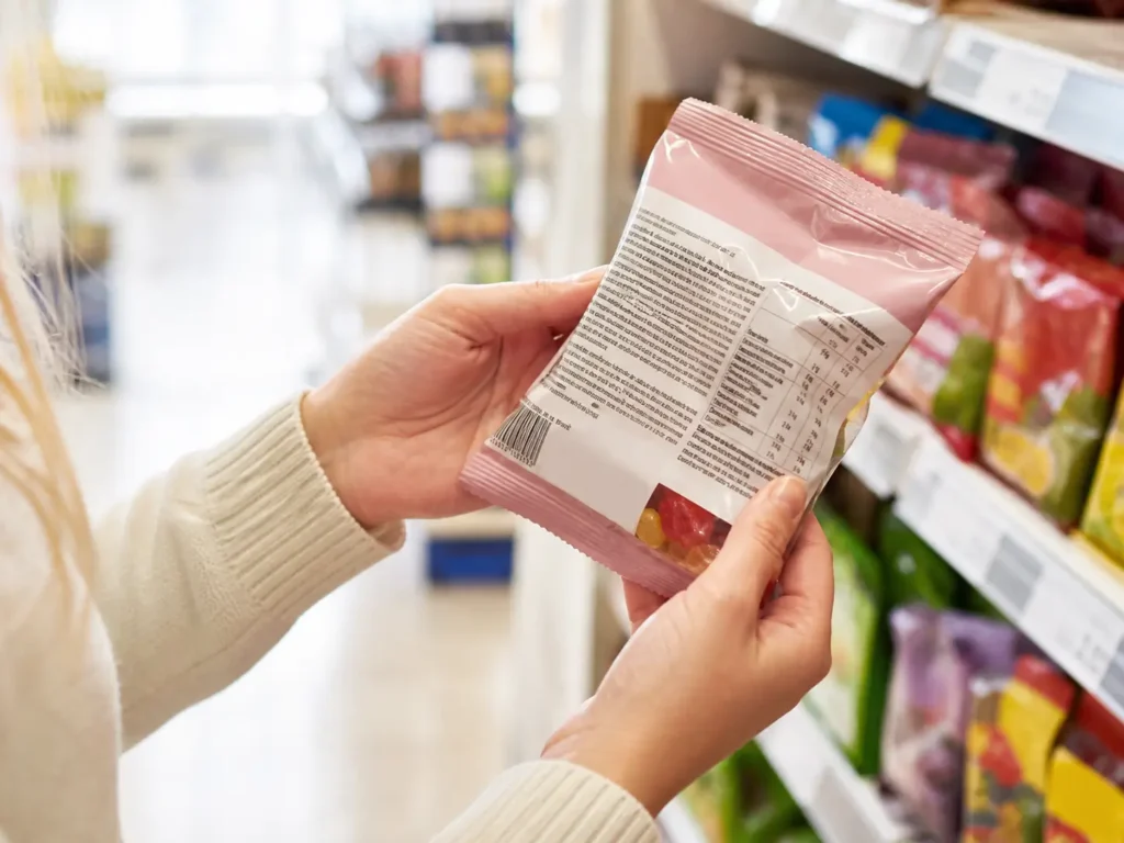 Schweinegelatine auf Zutatenliste im Supermarkt prüfen