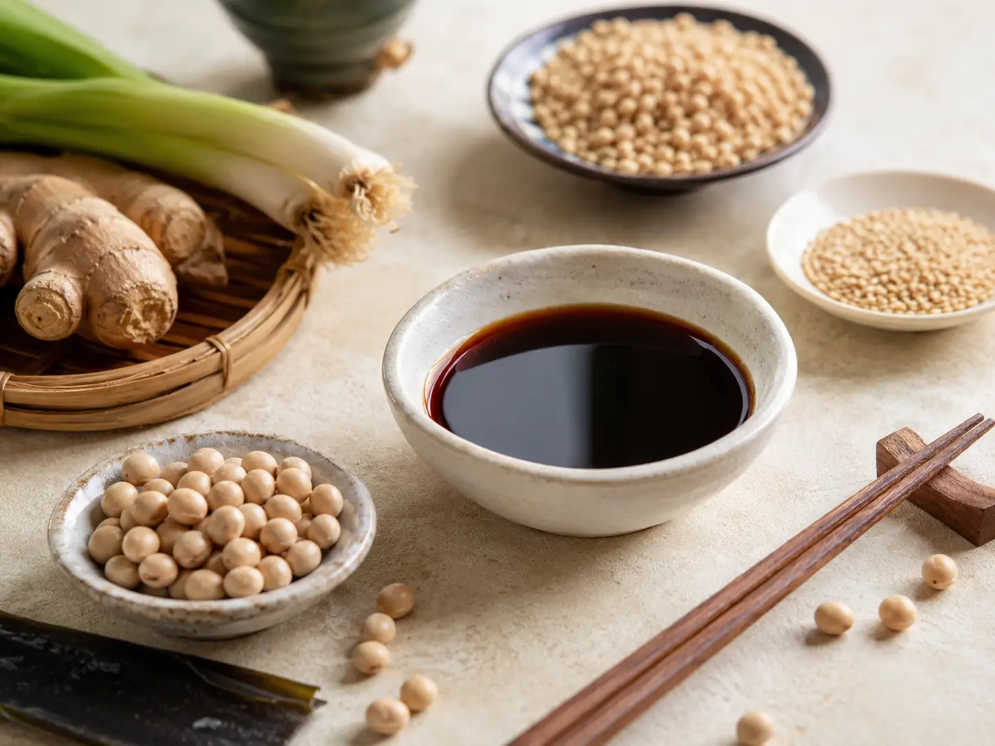 Shoyu in einer kleinen Schale als japanische Sojasauce zum Kochen und Dippen