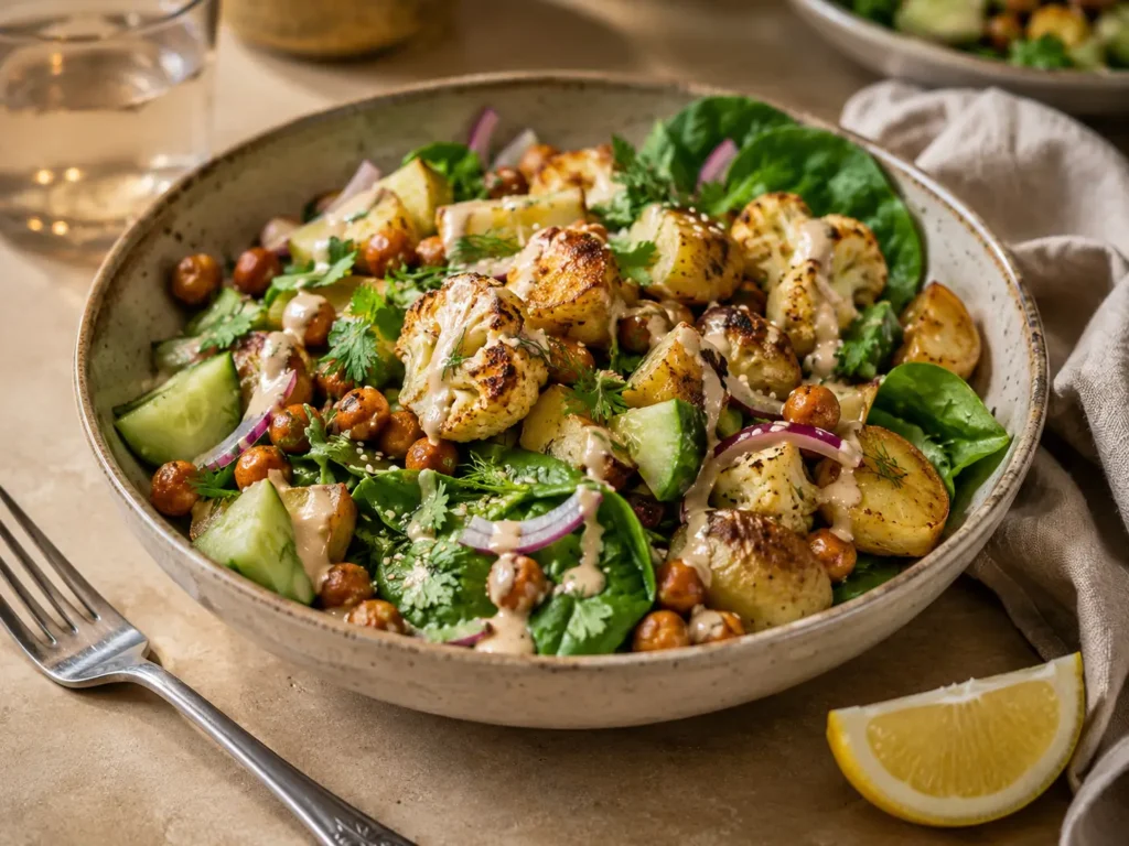 Veganer Salat im Glas für Meal Prep mit Kichererbsen und Couscous