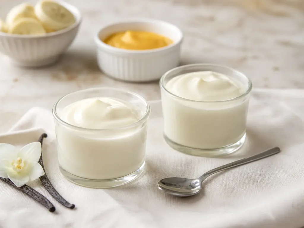 Kleine weiche Skyr Gelatine Creme als bariatrische Rezeptidee in zwei Portionen