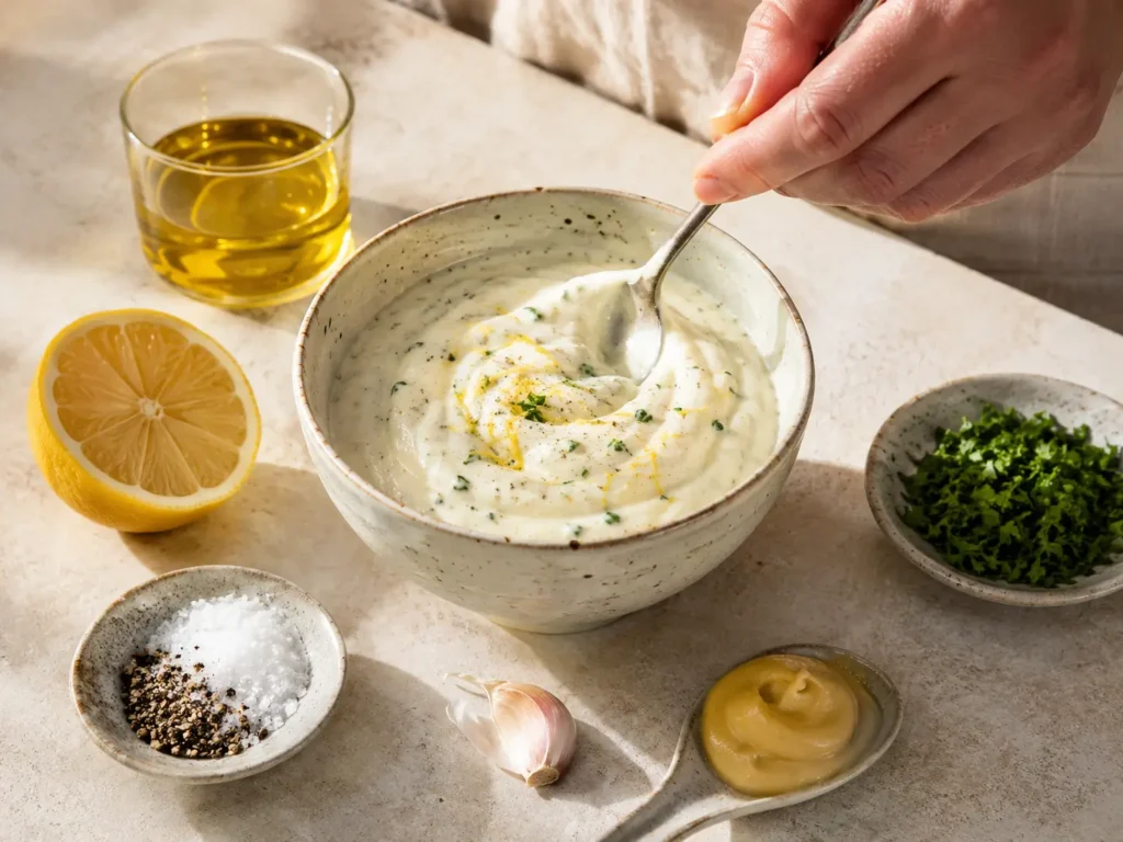 Zitronen-Joghurt-Dressing für Blumenkohl Salat selber machen