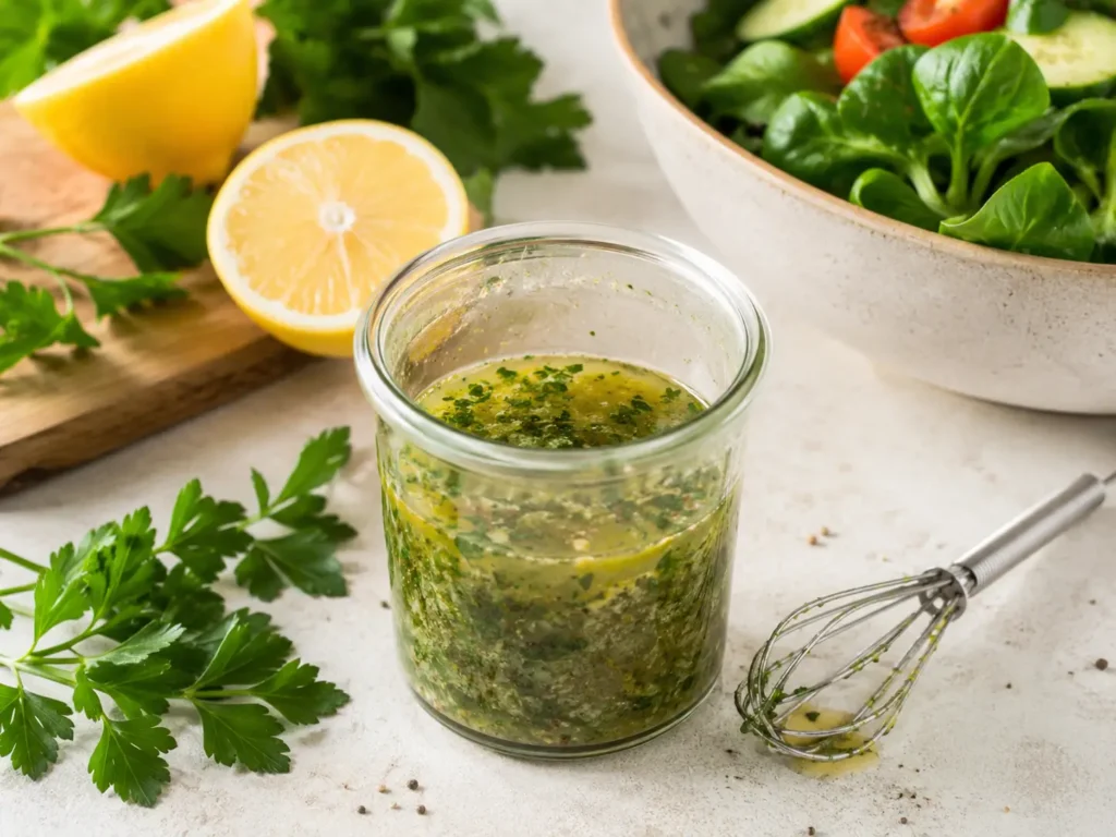 Zitronen Petersilien Dressing für Salat und Bowls