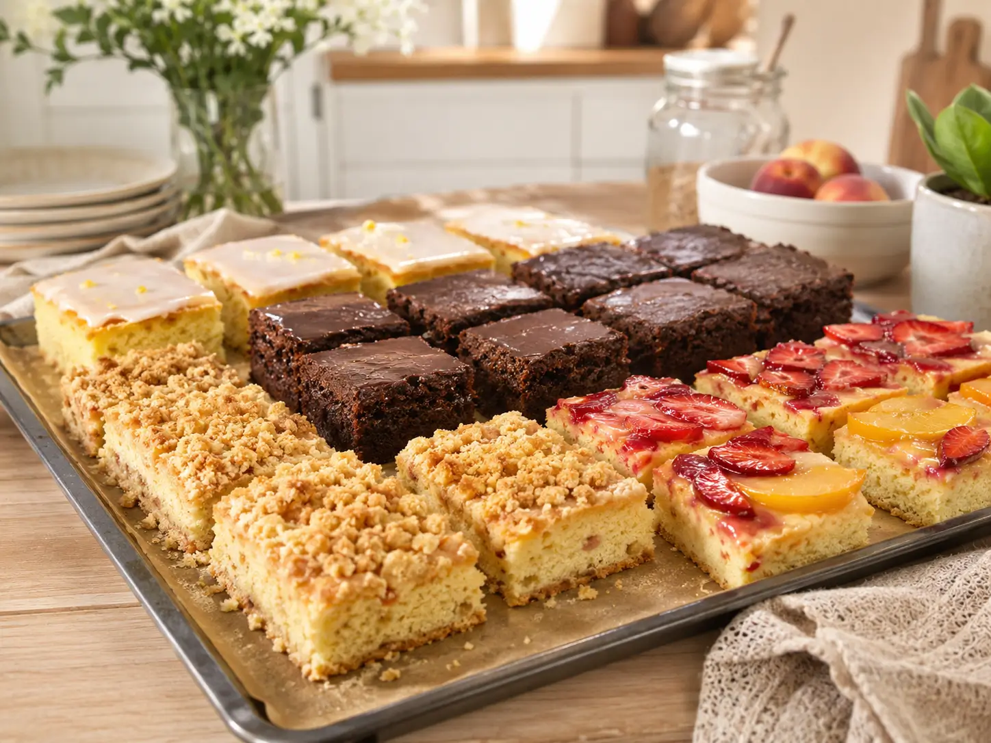 Blechkuchen Rezepte einfach mit saftigen Kuchenstücken vom Blech für viele Personen