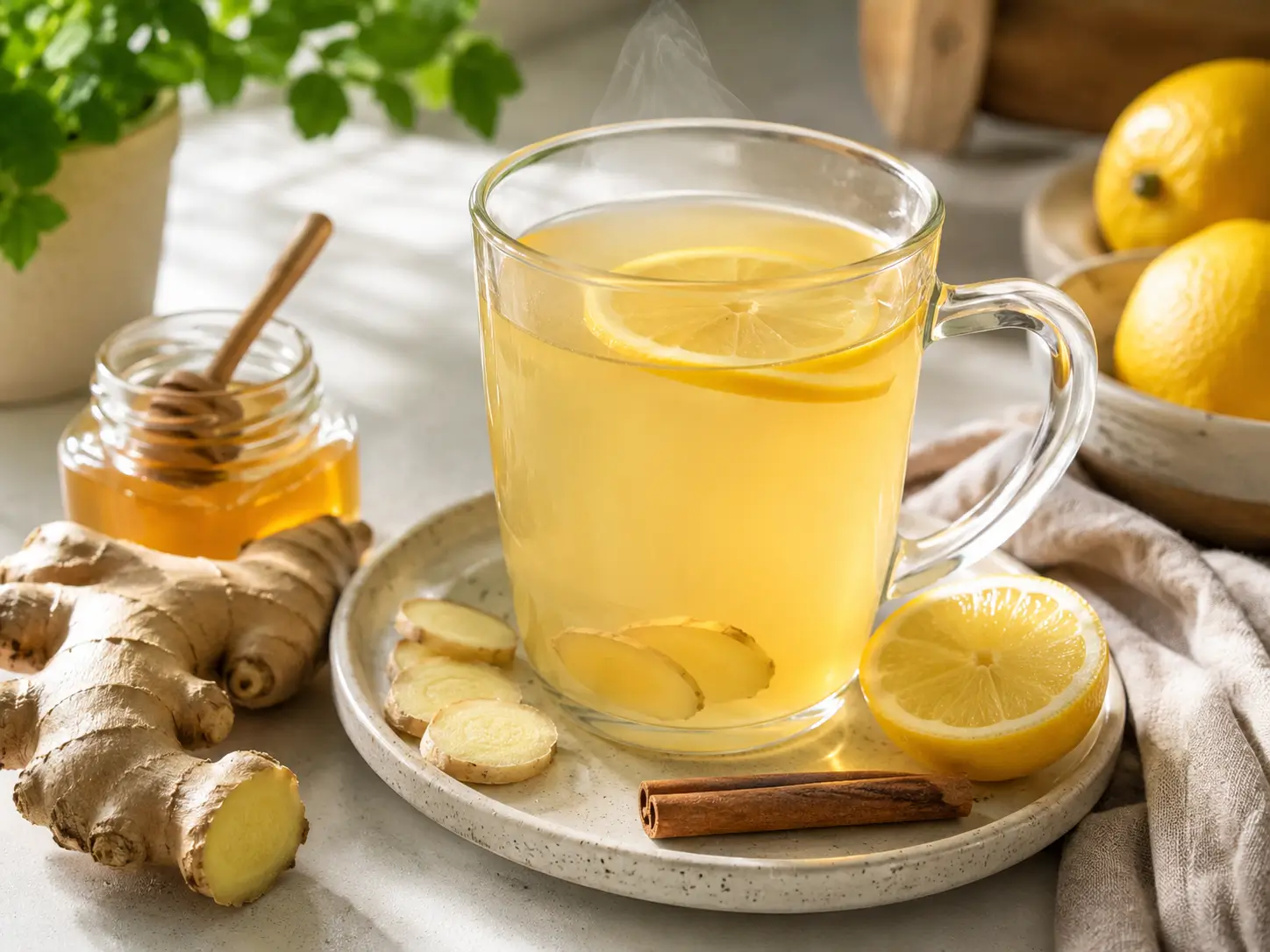 Doc Caro Ingwer Trick Rezept mit warmem Ingwerdrink, Zitrone, Honig und frischem Ingwer