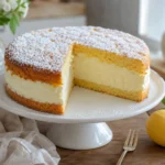 Käsesahnetorte ohne Gelatine mit cremiger Quark-Sahne-Füllung und Puderzucker