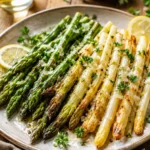 Spargel aus dem Backofen mit Zitrone, Kräutern und Parmesan