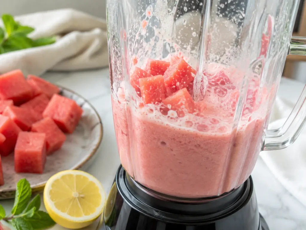 Wassermelone pürieren für Wassermelonen Eis ohne Eismaschine