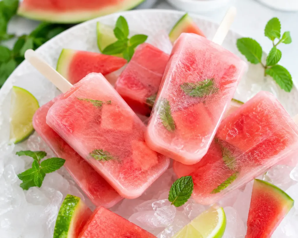 Wassermelonen Popsicles als Eis am Stiel ohne Eismaschine
