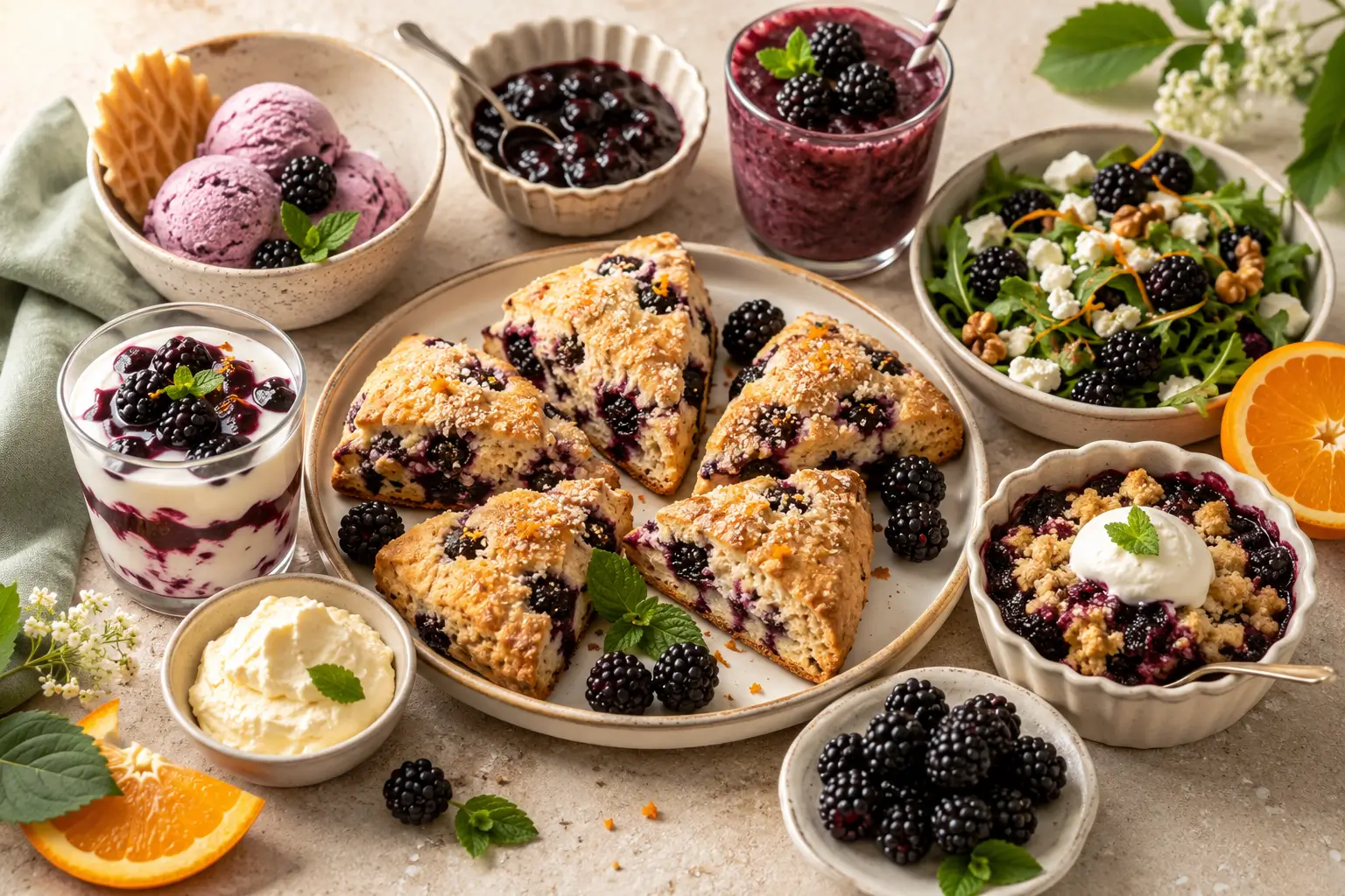 Brombeeren Rezepte mit Brombeer-Scones, Dessert, Marmelade, Smoothie, Eis und Brombeer-Salat