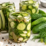 Gurken einlegen ohne Kochen mit Dill, Senfkörnern und kaltem Essigsud im Glas