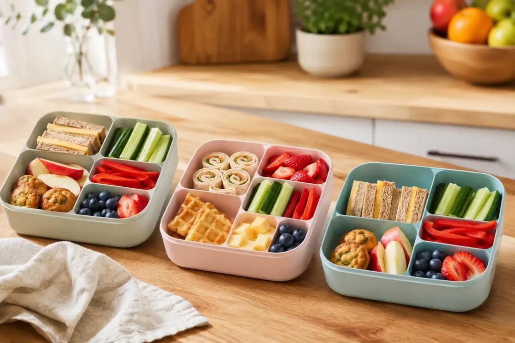 Lunchbox Ideen Kinder 2026 mit Sandwiches, Obst und Gemüse für Kita und Schule