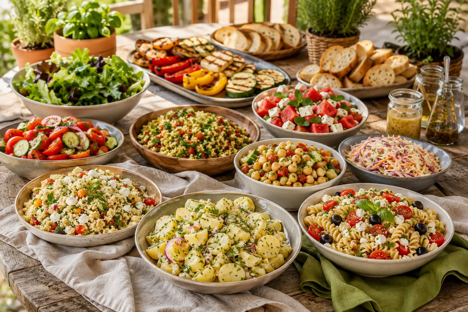 21 schnelle Salate zum Grillen auf einem sommerlichen Buffet