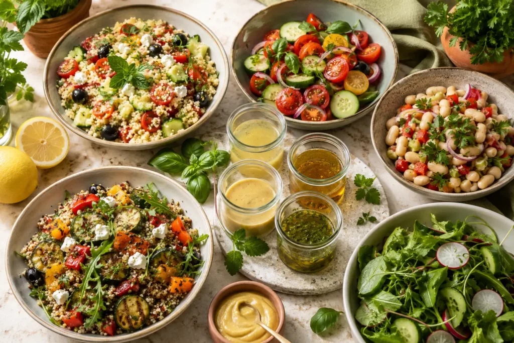 Leichte Gemüse- und Getreidesalate mit Vinaigrette und Zitronendressing