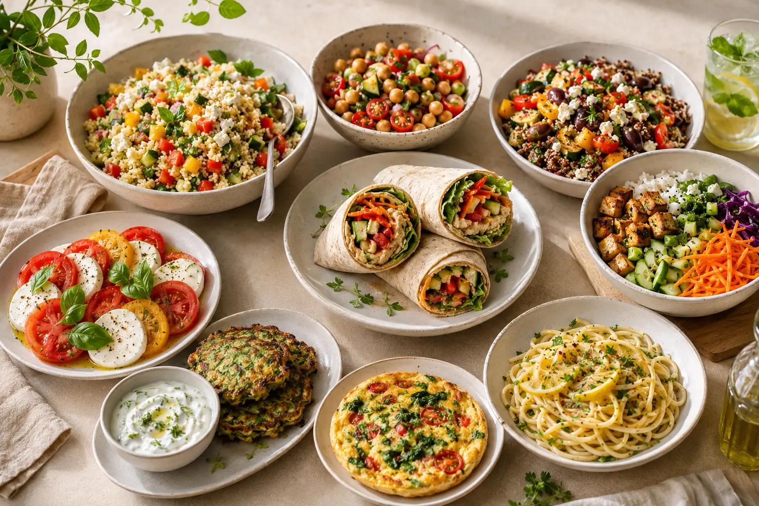 Schnelle und einfache Lunch-Ideen mit Salaten, Bowls, Wraps und Pasta